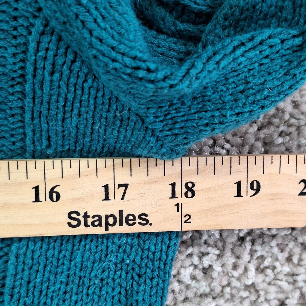 Old Navy Sweater Women M Teal Cable Knit Crew Neck Pullover Casual Preppy